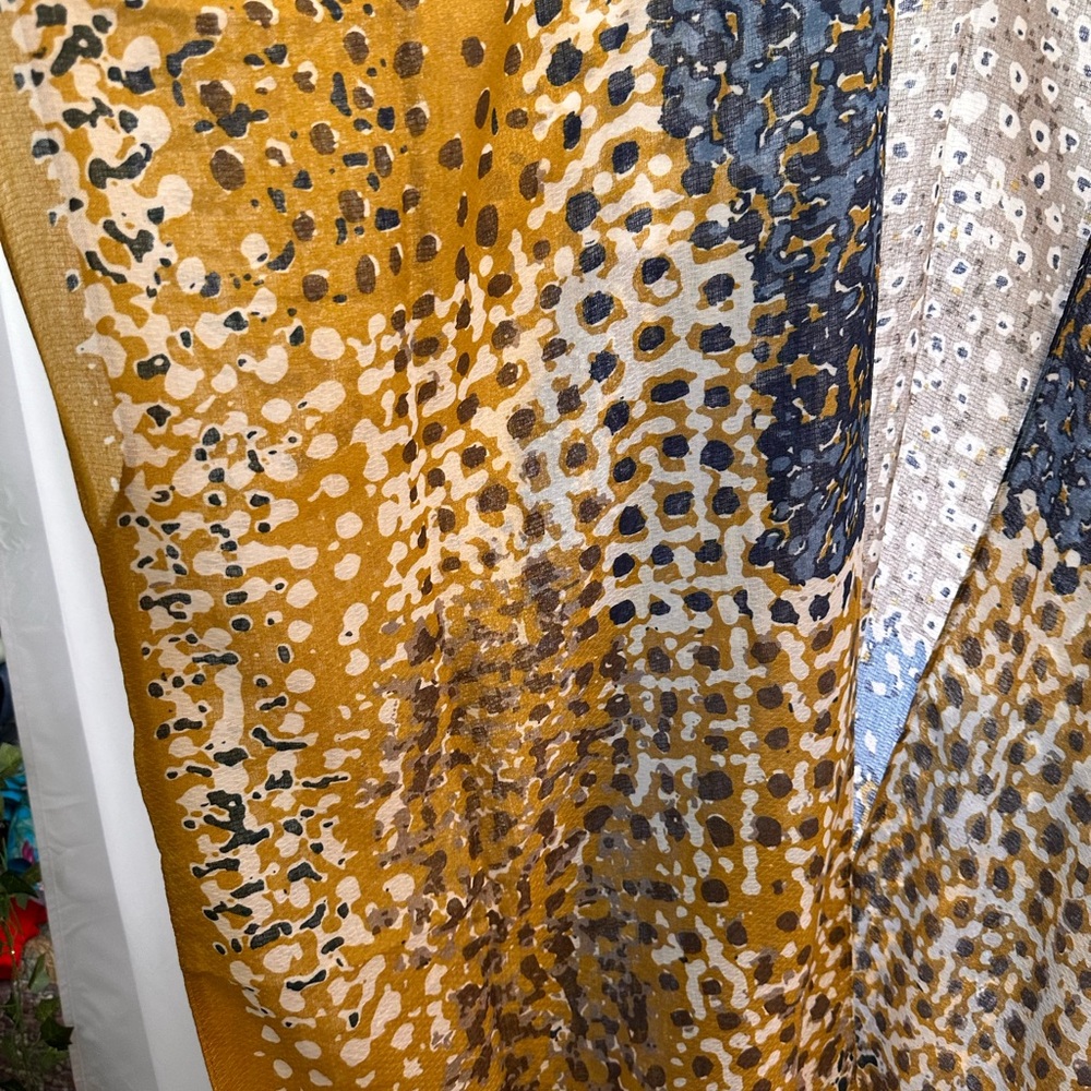 Raj Mustard and White Sheer Printed Kimono - Picture 4 of 7